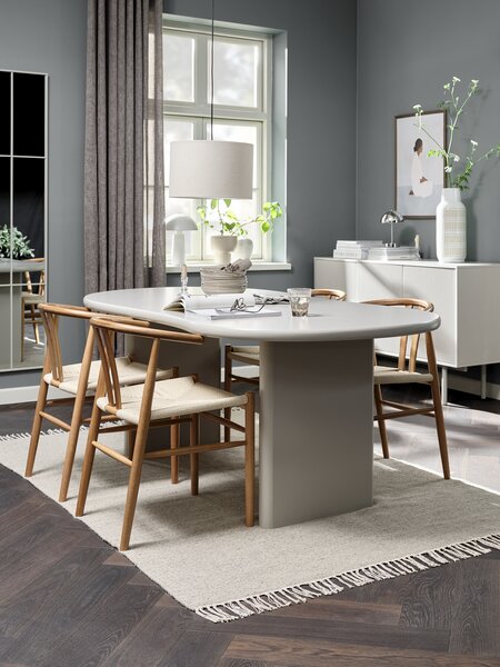 VORDINGBORG L198 table beige + 4 GUDERUP oak/natural