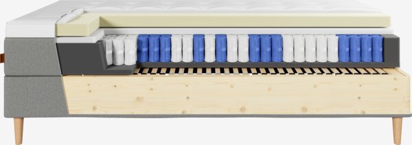 Elevationsseng 90x200cm TONDRA + BRYA grå-23 Medium