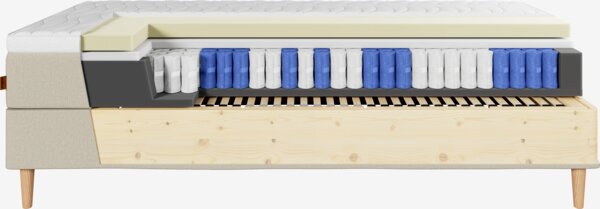 Elevationsseng 90x200cm TONDRA + TOSEN sand-91 Medium