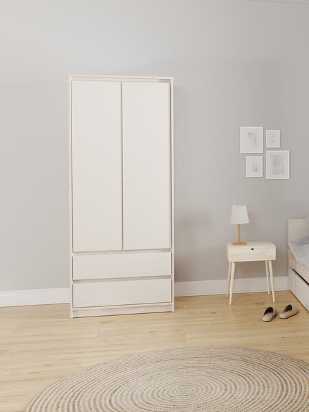 Wardrobe BILLUND 80x193 2 doors 2 draw travertine/beige
