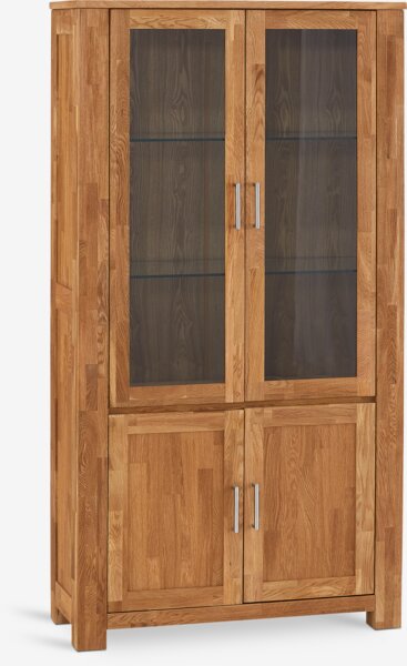 Vitrina OLDE 2 puertas + 2 puertas cristal roble