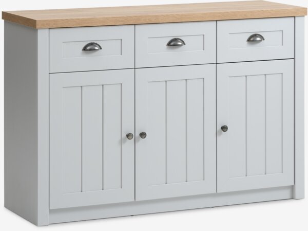 Credenza MARKSKEL 3 ante grigio chiaro/color rovere
