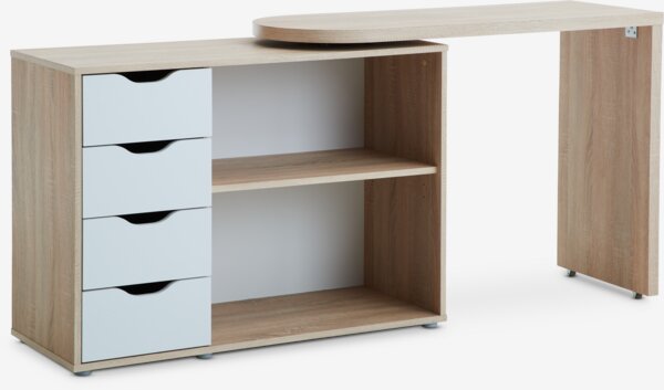 Scrivania LANGAGER 41-107x107-165 color rovere chiaro/bianco