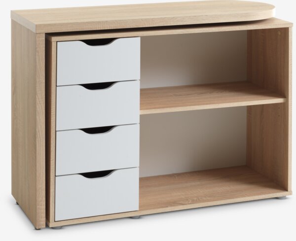 Scrivania LANGAGER 41-107x107-165 color rovere chiaro/bianco