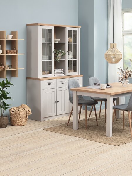 Top section MARKSKEL 2 doors light grey/oak colour