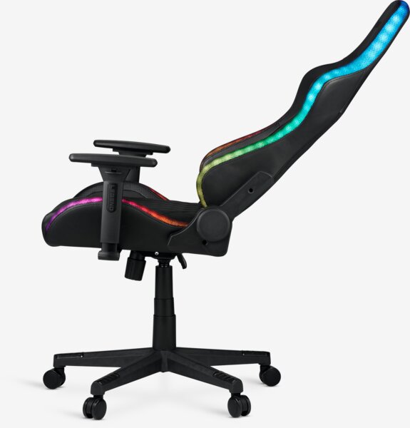 Gaming chair RANUM with LED black faux leather