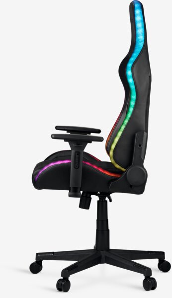 Gaming chair RANUM with LED black faux leather