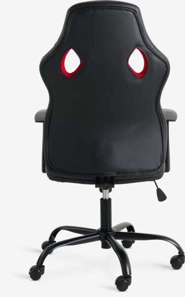 Chaise gaming HAVDRUP simili cuir noir/maille rouge