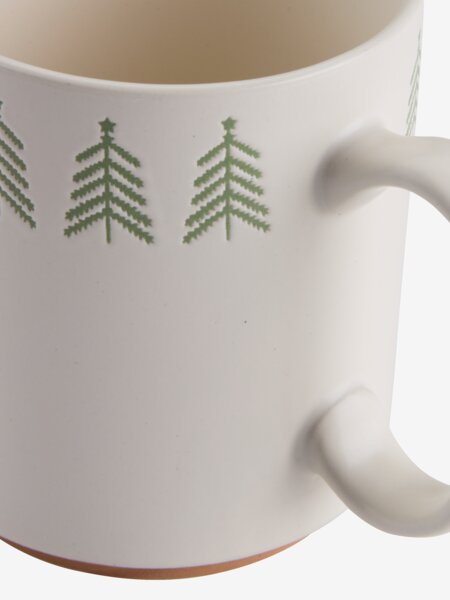 Tasse FREKI Ø9xH10cm grès 39cl blanc et vert