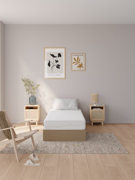 Divan base FOLDAGER Single end lift natural oak colour