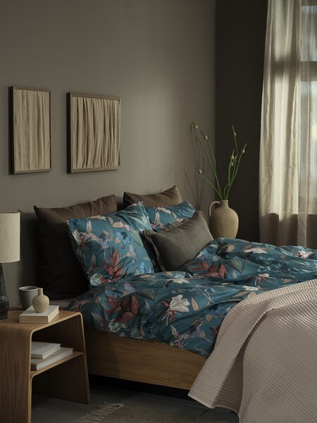 Parure de lit Satin BERTHA 140x200 bleu