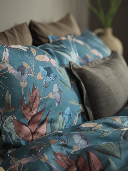 Parure de lit Satin BERTHA 140x200 bleu