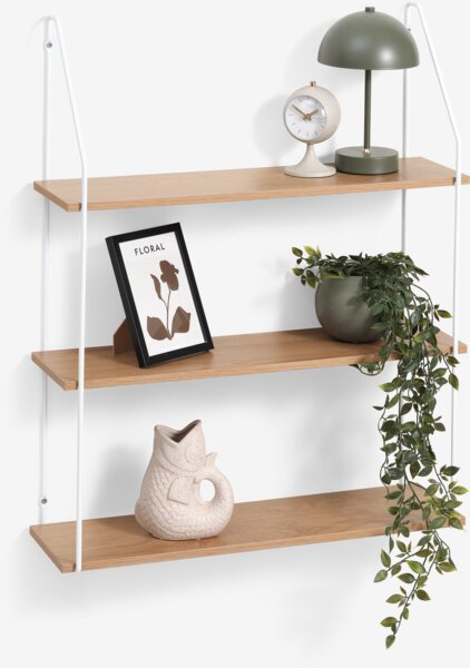 Zidna polica HEJSAGER 3 pol. bela/natur