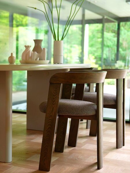 Esszimmerstuhl BOVRUP Eiche dunkel/braun Stoff