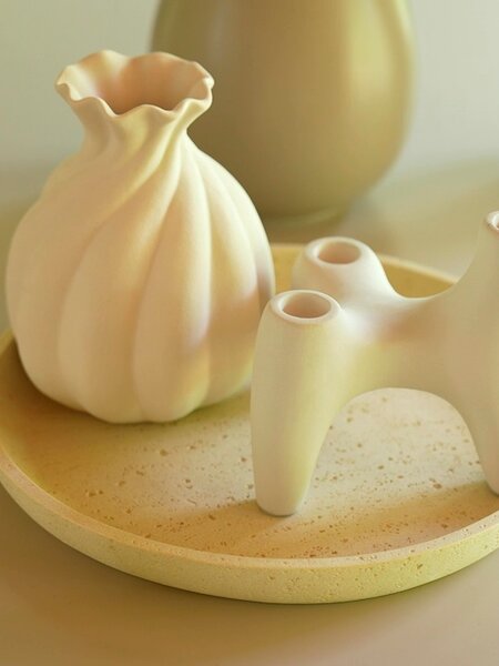 Plateau déco. JENSUFFE Ø30xH3cm beige