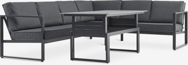 Loungeset VONGE 6 pers. zwart