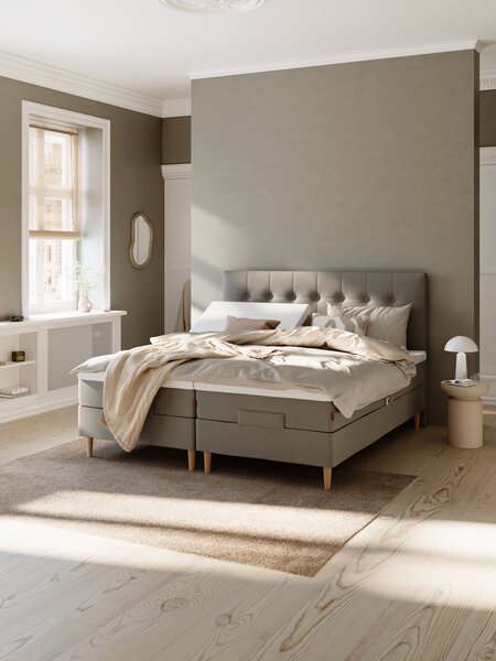 Elevationsseng 90x200cm TONDRA + BRYA grå-23 Medium