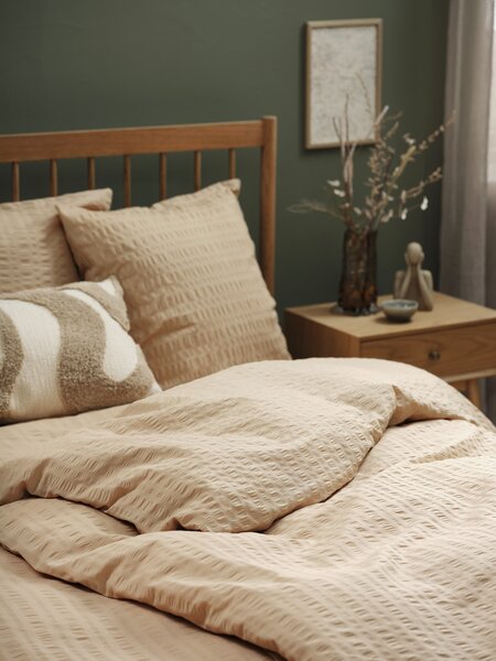 Parure de lit en seersucker SIGRID 155x220 kaki pâle