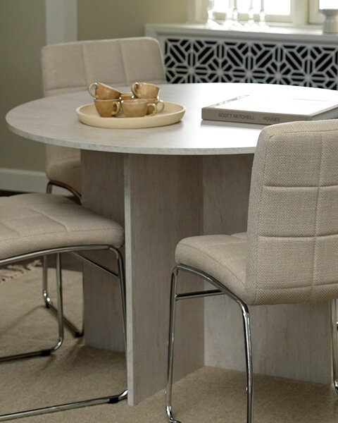 Tafel KRONDAL Ø110 travertijn kleur