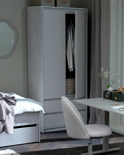 Szafa BILLUND 80x193 2 drzwi 2 szufl. trawertyn/beżowy