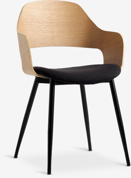 Stoel HVIDOVRE eiken/zwart stof