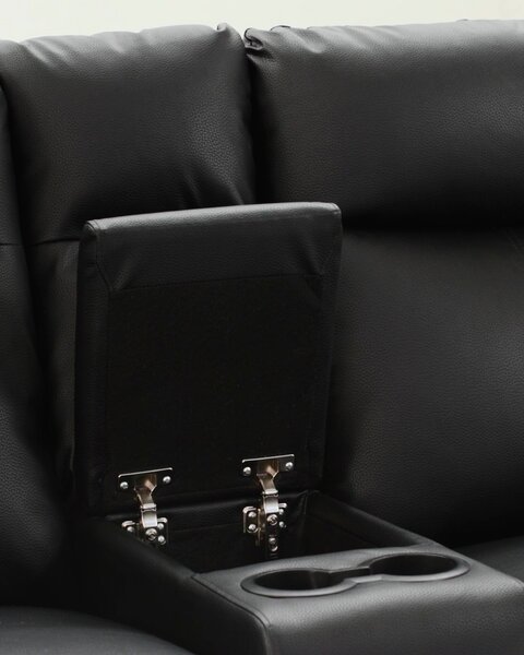 Console ABILDSKOV centre w/storage black faux leather