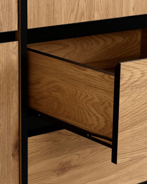 Šatní skříň ODENSE 179x210 5 dveří 3 zásuvky barva zlatý dub