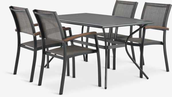 LARVIK D150 stol + 4 SIRDAL složive stolice siva