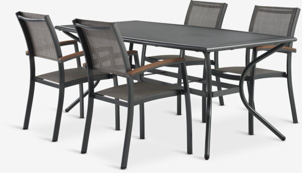 LARVIK H200 + 4 SIRDAL rakásolható kerti szék szürke