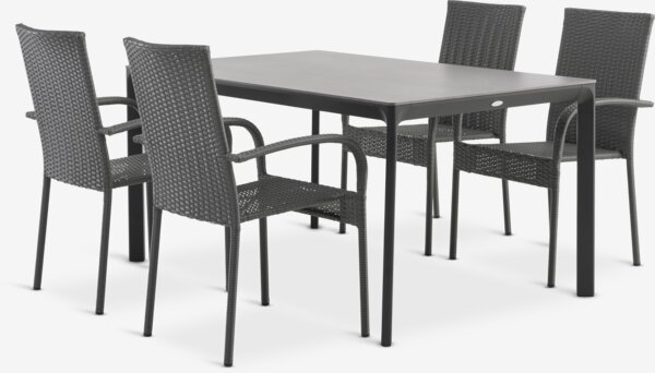 KUMLA L150 table + 4 GUDHJEM chaises gris