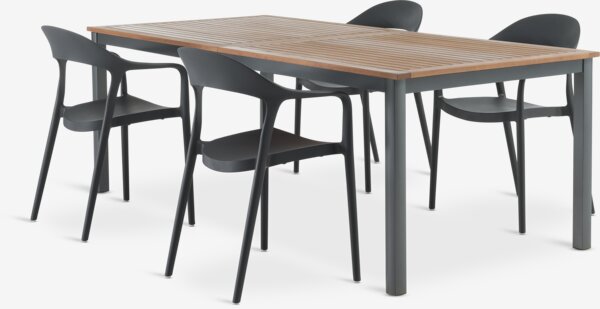 ULBJERG L214/297 table bois massif+ 4 NANNESTAD chaises