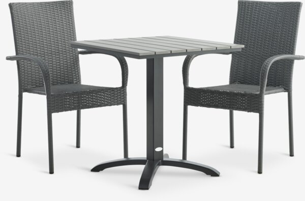 HOBRO L70 table + 2 GUDHJEM chaises gris