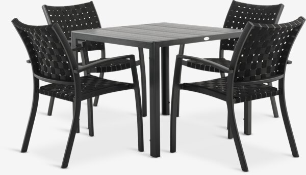 MADERUP P90 pöytä + 4 GLOMFJORD tuolia musta