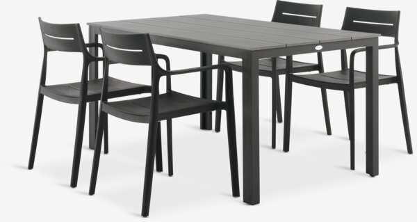 MARIELYST D205 stol siva + 4 INGSTRUP stolice crna