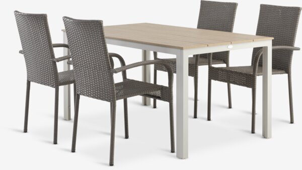 MARIELYST D150 stůl béžová + 4 GUDHJEM židle přírodní