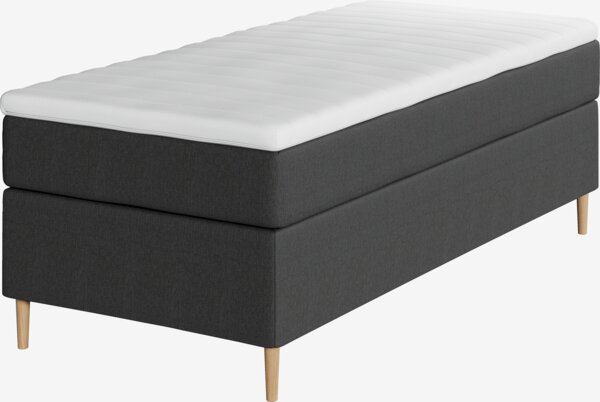 Letto boxspring 90x200 cm VELFJORDEN + FLYA Grigio-40 Rigido