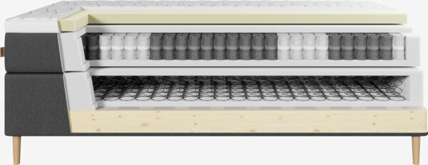 Kontinentalseng 90x200 SOKNA + TOSEN grå-40 Medium