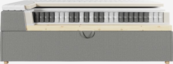 Kontinentalseng 90x200 TYSLA + KOLA grå-23 Fast