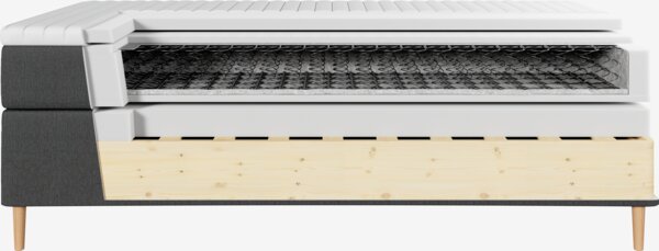 Letto boxspring 90x200 cm VELFJORDEN + FLYA Grigio-40 Rigido