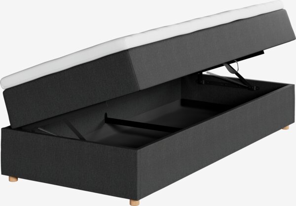 Kontinentalseng 90x200 SKOLLA STORAGE grå-40 Fast