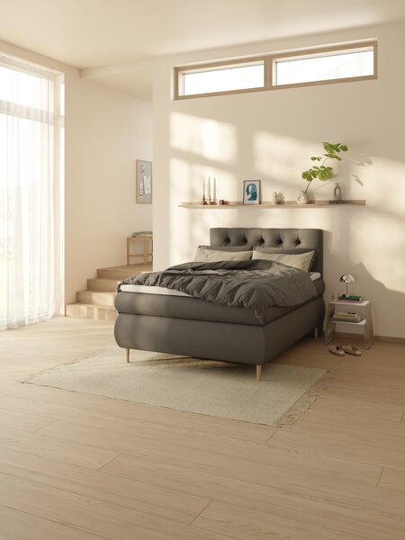 Boxspring 140x200 ANDELVA + TOSEN grijs-40 medium