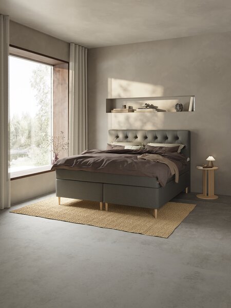 Boxspring 90x200 REIPA + BRYA grijs-40 hard
