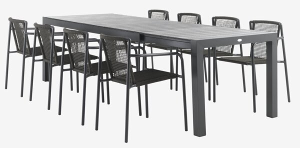 HESTEHAVE D205/275 stół czarny+ 4 KRISTIANSTAD zielony