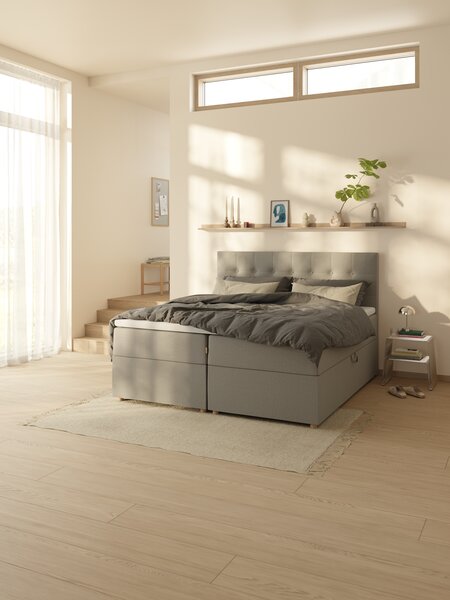 Kontinentalseng 150x200 TYSLA + EKSO grå-23 Fast