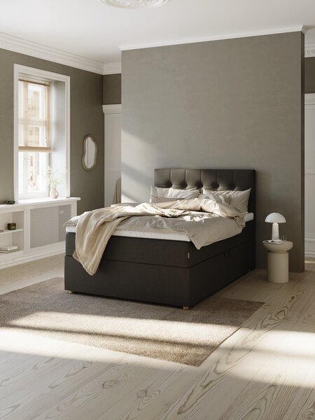 Boxspring 140x200 TYSLA + EKSO grijs-40 hard