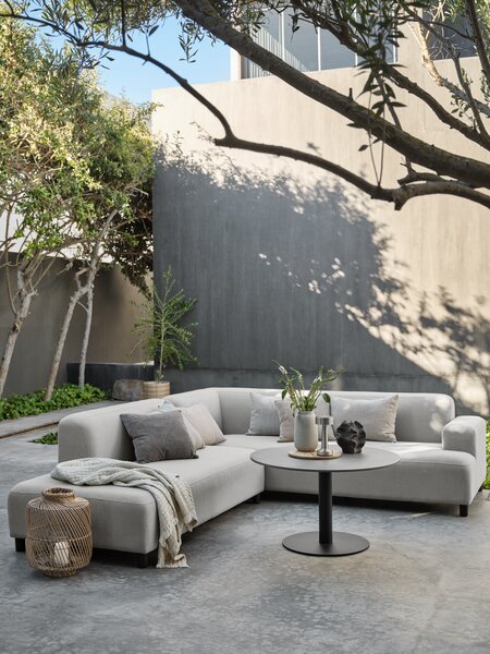 Lounge-Set HELAGS schwarz + HEDEBACKEN 6 Pers. beige