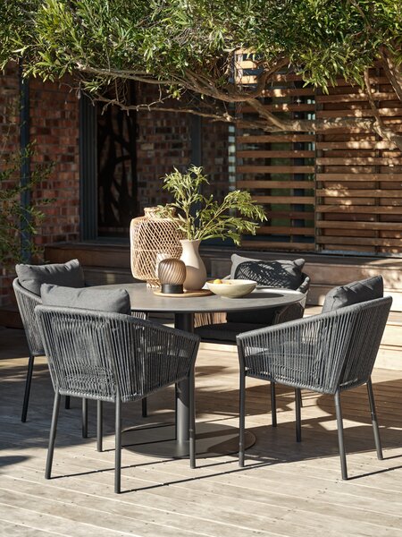 VAMDRUP Tavolo Ø120 cm + 4 GILJA Sedie grigio