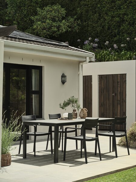 MARIELYST L205 bord grå + 4 INGSTRUP stol sort