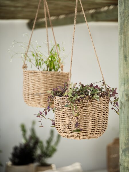 Macetero colgante KUBB Ø24xA18 natural