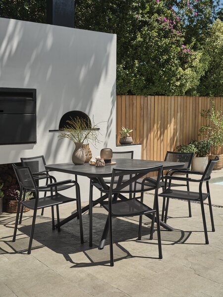 GOTHENBURG Д120 маса сива + 4 HEMSEDAL стола черни